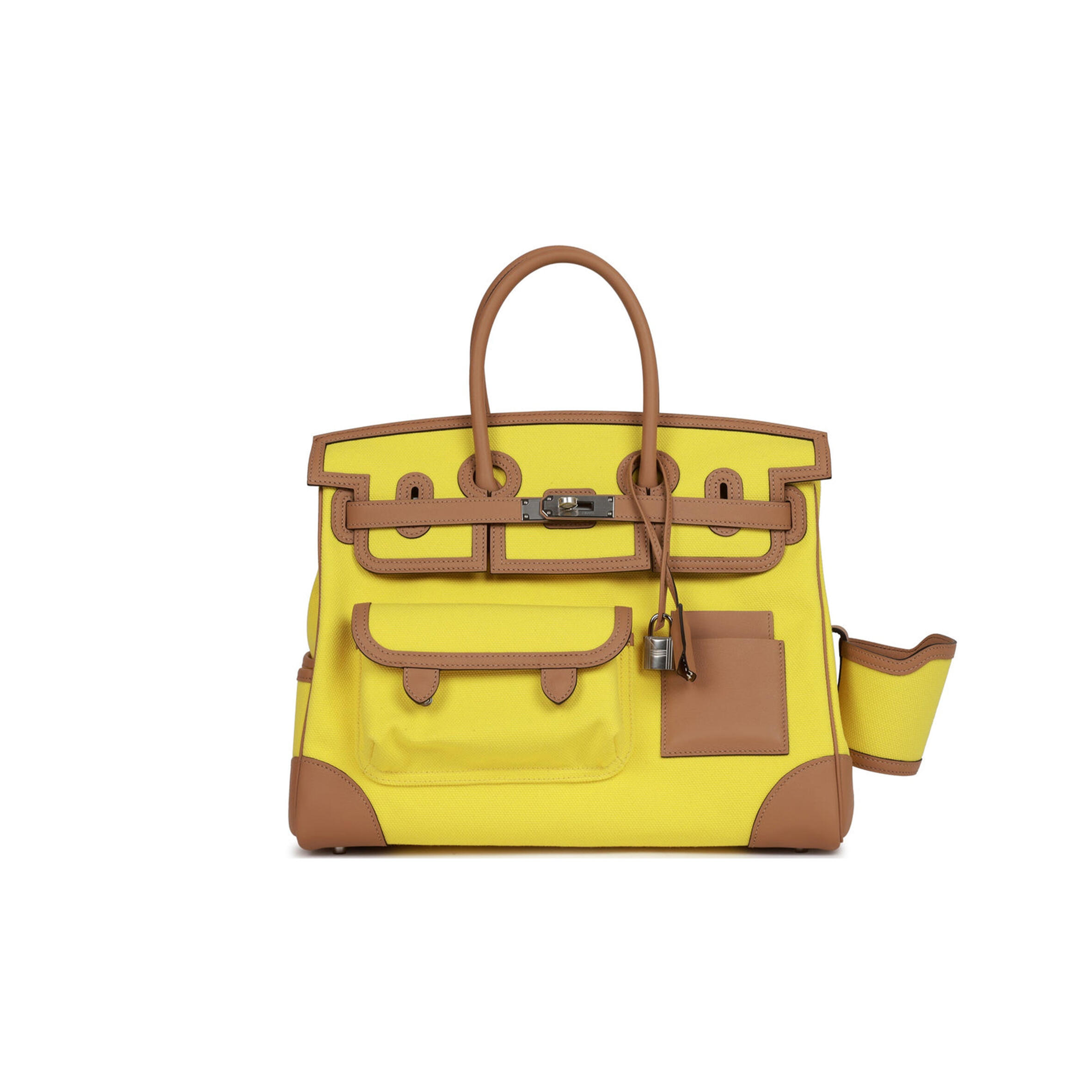 H**me5 MASTER BIRKIN CARGO 35 JAUNE CITRON TOILE AND CHAI SWIFT PALLADIUM HARDWARE 39728751083614 (35*28*18cm) Master Quality